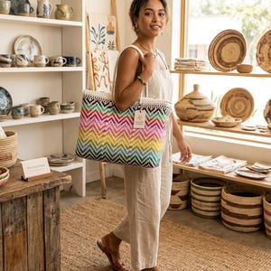 Mexican Handwoven Plastic Bag/Durable XL Bag/Handcrafted Tote Bag/Boho Beach Bag/Mexican Market Bag/Handwoven