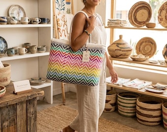 Mexican Handwoven Plastic Bag/Durable XL Bag/Handcrafted Tote Bag/Boho Beach Bag/Mexican Market Bag/Handwoven