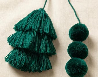 Mexican Pompon Tassel/Bag Charm/Handcrafted Tiered Yarn Tassel with Pom Poms/ Boho Keychain/ Bag Decor/Colorful Accessory