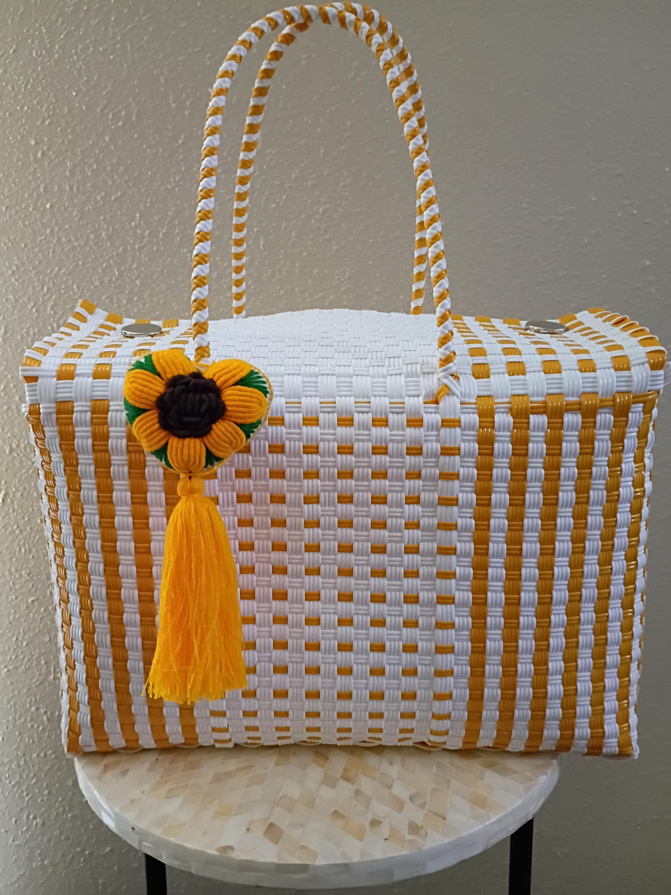 Large Lunch tote/handwoven lunchbox/Mexican lunch bag/handwoven artisan bag/recycled plastic tote/handwoven Handbags Large