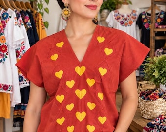 Blusa Artesanal Oaxaqueña/Blusa Tradicional Bordada a Mano/Estilo Boho/Ropa Artesal Única/Regalo para Ella