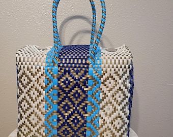 Mexican Handwoven/Mexican Lunchbox/Mexican Woven Tote Bags/Recycled Plastic Tote Bag/Handwoven Handbags/Handmade Bags/Market Bags