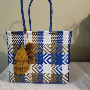 Mexican plastic bag/handwoven beach bag/market bag/colorful recycled plastic bag/handwoven handbags
