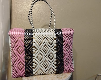 XL Lunch tote/handwoven lunchbox/Mexican lunch bag/handwoven artisan bag/recycled plastic tote/handwoven Handbags XL