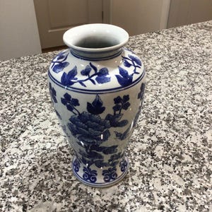 Vintage Blue & White Porcelain Vase