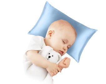Petit oreiller pour tout-petit en coton bio avec taie d'oreiller 100 % soie de mûrier, 10 x 14 po, mini oreiller en soie 22 mm pour enfant, oreiller pour la sieste, fabriqué aux États-Unis