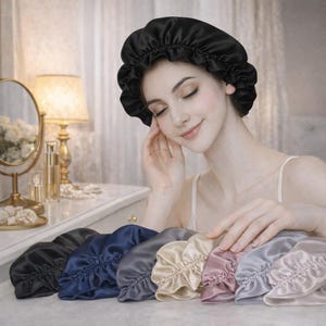 Omkeerbare slaapmuts van 100% moerbeizijde – 22 Momme, dubbelzijdige zijden haardoek en nachtmutsje voor vrouwen Beaty Sleep, handgemaakt in de VS