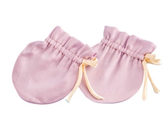 Manoplas de seda morera para bebé, guantes que no rascan, alivio orgánico del eczema