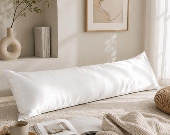 22 Momme Silk Body Pillowcase, Grade 6A Mulberry Silk, Cooling Long Pillow Cover, Hidden Zipper, 20 x 54 Inches