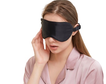 100% Mulberry Silk Sleep Mask, Pure 22 Momme Silk Eye Mask Blackout for Sleeping, Ajustable, Anti Wrinkle, Silk Blindfold, Made in USA