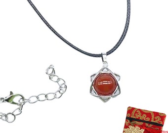Carnelian Gemstone Pendant Necklace, Chakra Healing Spiritual Jewelry