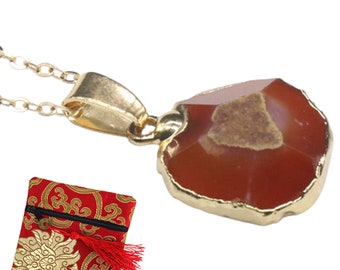 Real Carnelian Crystal Necklace for Women Raw Gemstone Chakra Healing Stones Genuine Moldavite Crystal Pendant Energy Spiritual Jewelry, USA