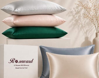 100% Mulberry Silk Pillowcase Handmade in USA, 22 Momme, Zipper/Envelope Closure, Custom Size Available