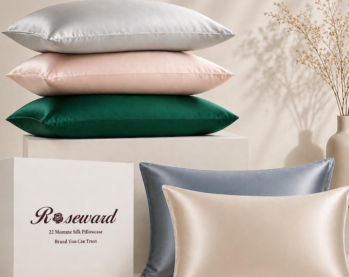 100% Mulberry Silk Pillowcase Handmade in USA, 22 Momme, Zipper/Envelope Closure, Custom Size Available