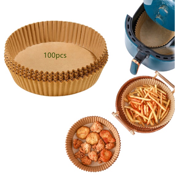 US Stock Air Fryer Disposable Paper Liner, 100 Pcs Baking Parchment Paper Sheets, Round Non-stick Air Fryer Liners 