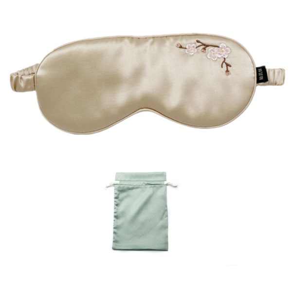 ROSEWARD 100% 19 Momme Pure Mulberry Silk Sleep Mask Blindfold with Handmade Classy Stylish Embroidery and Pure Silk Elastic Strap