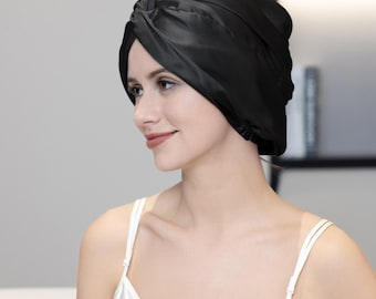 Handgefertigte 100% Seidenhaube - Reversible, doppelseitige 22 Momme Maulbeerseide Wrap zum Schlafen, für lockiges Haar, Made in den USA