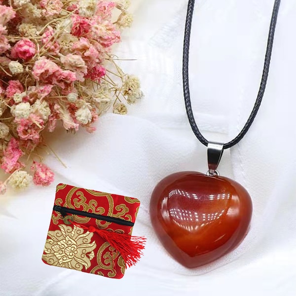 Carnelian Crystal Necklace for Women Heart Shape Gemstone Chakra Healing Stones Genuine Moldavite Crystal Pendant Spiritual Jewelry