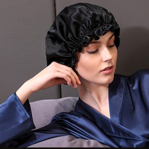 100% Mulberry Silk Reversible Sleep Bonnet – 22 Momme, Double-Sided Silk Hair Wrap & Night Cap for Women Beaty Sleep, Handmade in USA
