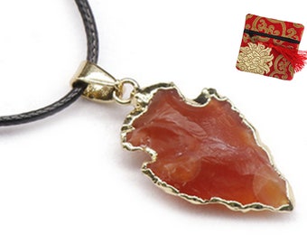 Raw Carnelian Crystal Necklace, Chakra Healing Stone, Energy Jewelry