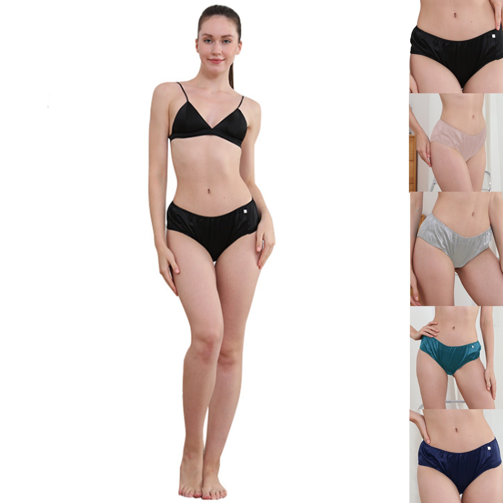 Womens Mulberry Silk Panties Sexy Sheer Bikini Satin Briefs Underwear 2  Pieces