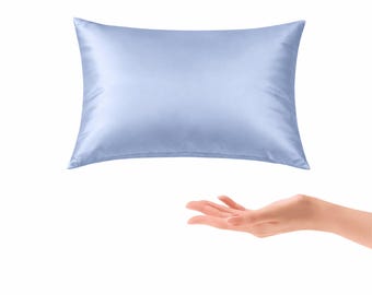 100% 22 Momme Mulberry Silk Small Pillow 10"x 13" Made in USA, Organic Cotton Fill, Travel Size Mini Nap Pillow with Silk Pillow Case