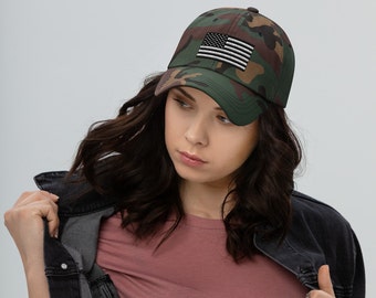 Black and White American Flag Dad hat