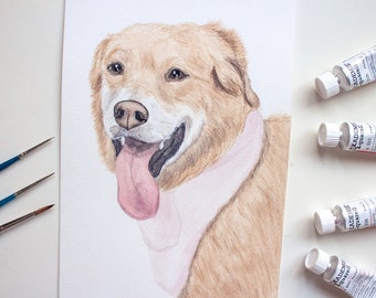 Custom Hand painted Pet portrait Custom Dog portrait Custom Dog Painting Watercolor Painting Original Painting Dog art Dog Watercolor