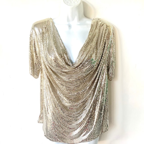 Vintage Whiting & Davis Silver Metal Mesh Disco Re