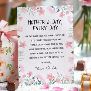 Plantilla digital de carta y poema floral para el Día de la Madre, cartas de felicitación DIY editables e imprimibles para mamá / Hallazgos para el Día de la Madre