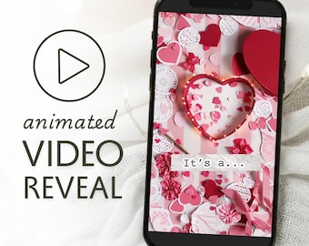 Valentines Gender Reveal Video Announcement for Boy: digital download for baby reveal, pregnancy surprise, valentine theme | VD01
