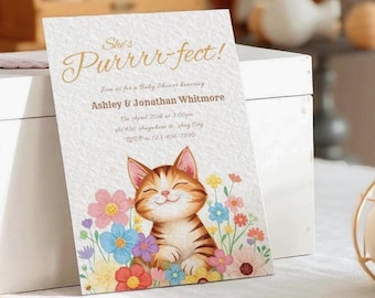 Customizable Cat Baby Shower Invitation, DIY Digital Download, Cute Kitten Theme, Editable Digital Download, Instant Party Invite
