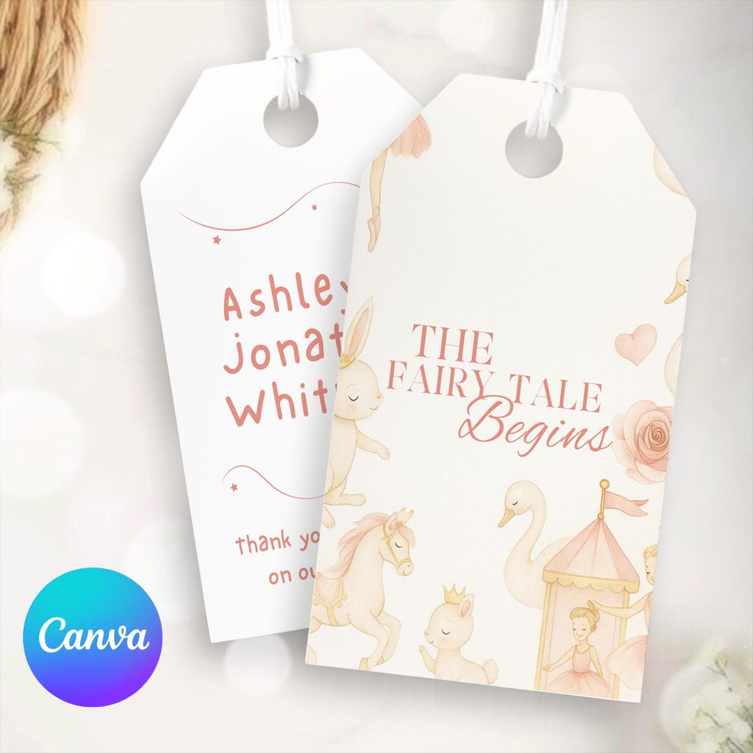 Editable Baby Shower Favor Gift Tags, Carousel and Fairy Tale Tags ...