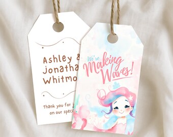 Mermaid Baby Shower Favor Tags for Girl, Under the Sea Theme with Whimsical Details, Printable Party Decor, Instant Download