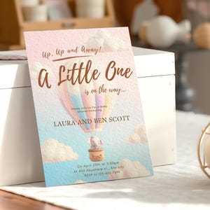 Hot Air Balloon Baby Shower Invitation, Editable Canva Template, Digital Download, DIY Printable, Print at Home, Custom Shower Invite