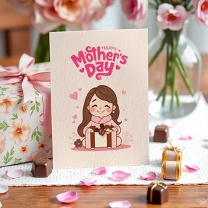 Afdrukbare Moederdagkaart voor chocolademoeder, bewerkbare canvassjabloon, Sweet Tooth-ontwerp