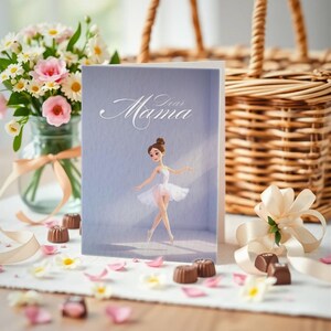Carte de fête des mères modifiable pour maman danseuse de ballet, modèle de toile élégant avec un design inspiré d'une danseuse