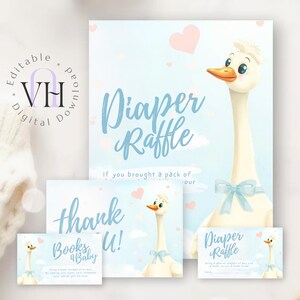 Cartes de tombola de couches pour baby shower Goose pour garçon, thème rustique avec détails de style campagnard, lot de jeux imprimable, téléchargement immédiat