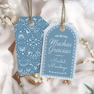 Cielito Lindo Baby Shower Talavera Style Favor Gift Tags, Papel Picado Mexican Theme, Editable Digital Download, Printable Tags