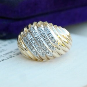 Dome Midcentury Cocktail Ring -  Diamonds and 14K Gold