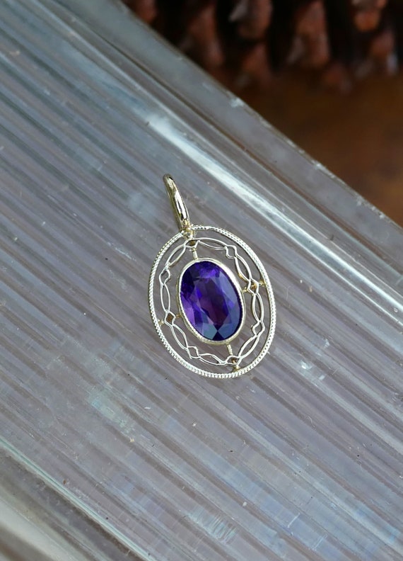 Amethyst Pendant - 14K Gold - Stickpin Conversion