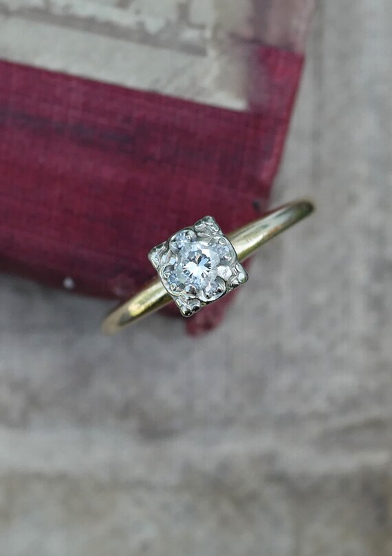 Transitional European Cut Diamond Deco Solitaire - image 3