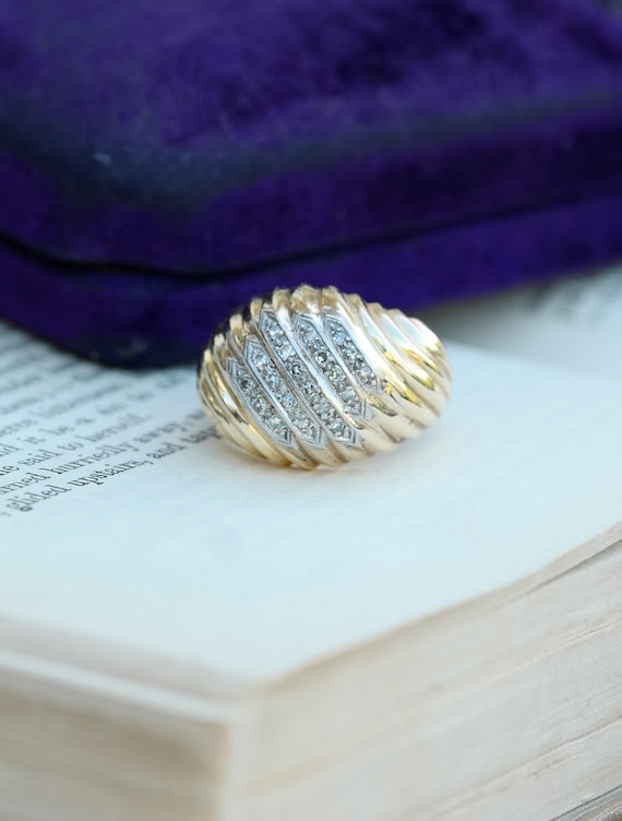 Dome Midcentury Cocktail Ring -  Diamonds and 14K 