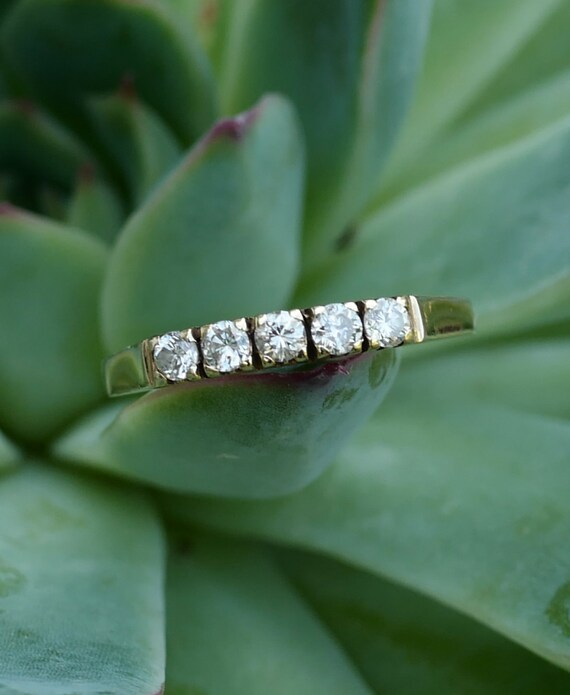 Antique Five Diamond - Stackable Ring in 14K