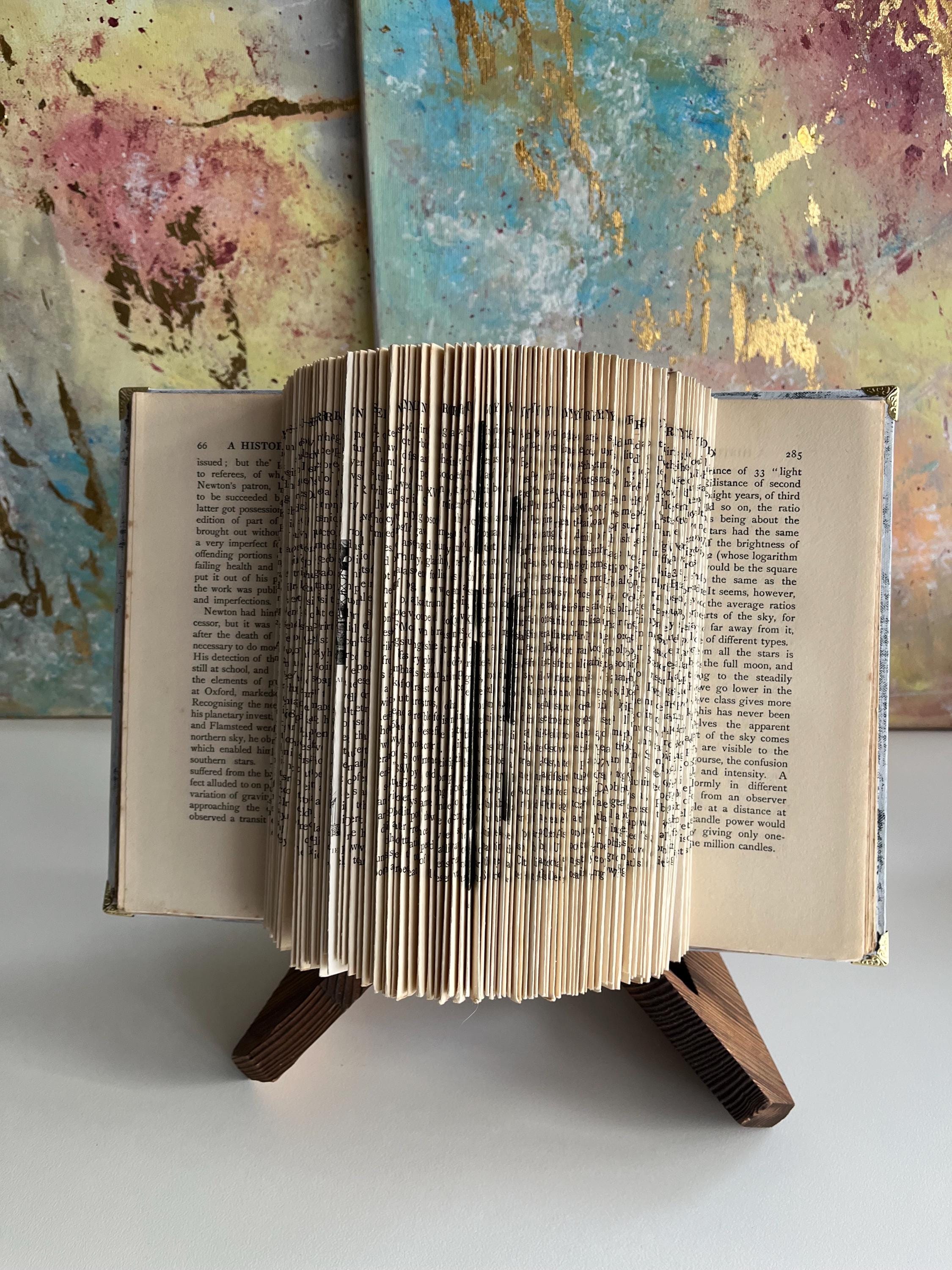 Folded Book Art Sculpture With Wooden Stand - Etsy