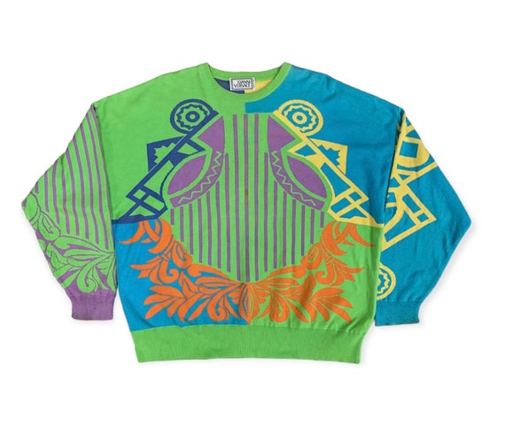 Vintage Gianni Versace Knitted Sweater Colourful - Etsy
