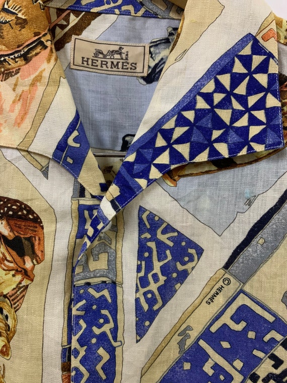 Vintage Hermes Printed Linen Shirt - image 5