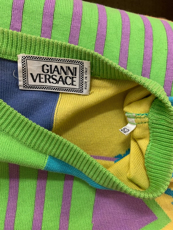 Vintage Gianni Versace Knitted Sweater Colourful - Etsy