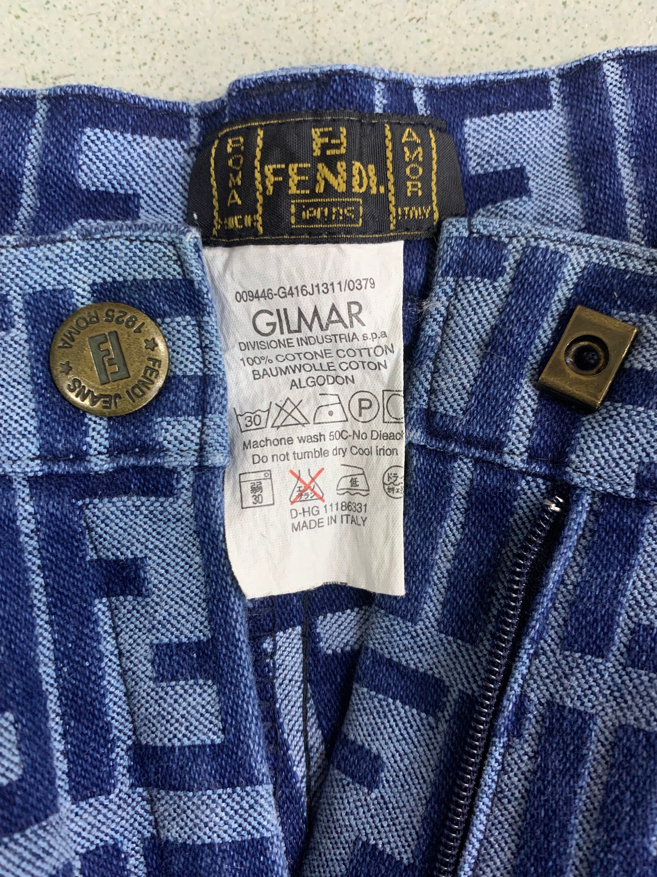 パンツ Vintage FENDI Zucca Pants Denim 27 Fendi // Vintage Brown Monogram Zucca Jeans – VSP Consignment