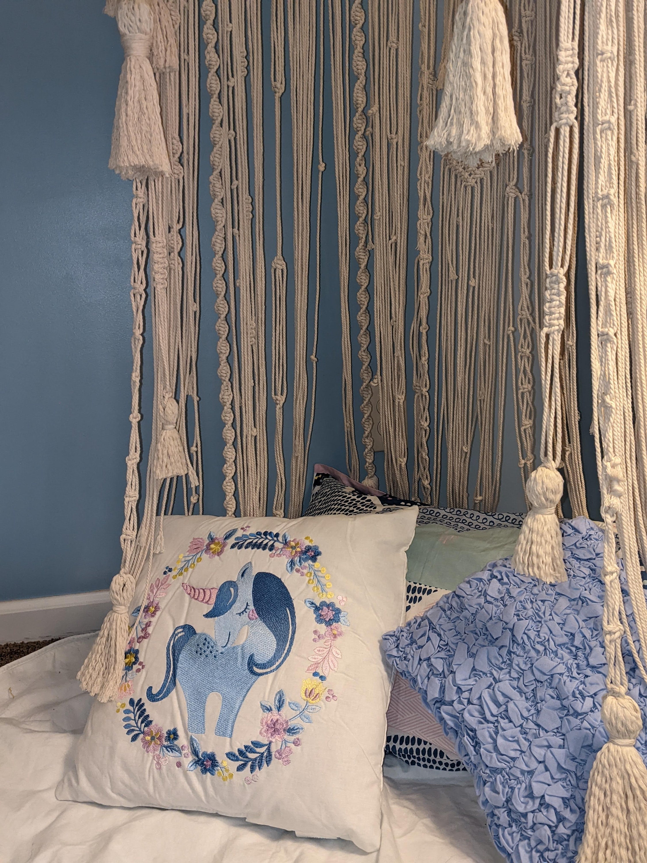 Macrame Canopy With Fairy Lights for Over the Bed or Reading Nook